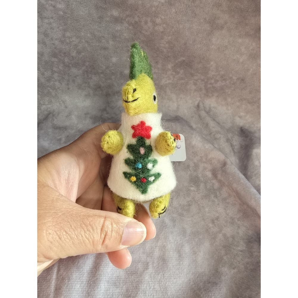 World Market Wool Dinosaur with Sweater Ornaments Set of 2 - Picture 2 of 15